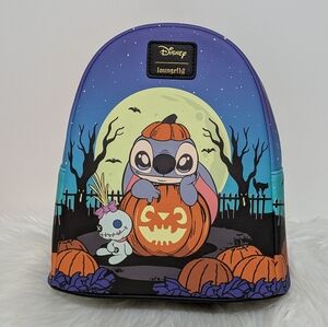 LAST ONE Loungefly Disney Stitch Pumpkin Glow-In-The-Dark Mini Backpack New!